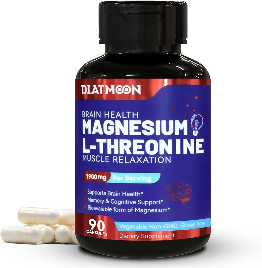Magnezyum L-Threonine, Yüksək Absoreksiya əvvəl,1900mg Brain Health, Memory Support, Gluten Free, Non-GMO,90 Vegan Kapsüls