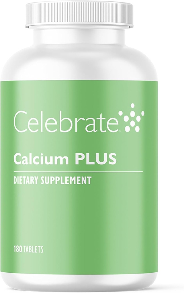 Celebra Vitaminas Calcium Plus - 600mg citrato de calcio, 600 IU vitamina D3 e 50mg de magnesio para a cirurxía post-bariatría - Gluten-Free & Sugar-Free - 180 tabletas non codificables