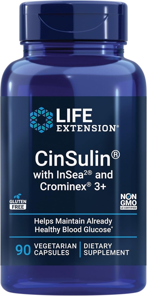 Hidup Ekstensi CinSulin ® dengan InSe2 ® dan Crominex £3 +, shilajit, amla Fruit, Cinnamon, Brown Seaweed, Pasokan Metabolisme dan Satiety, Gluten- Free, Non-GMO, Vegetarian, 90 Capsules