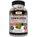 Kaya Naturals Ashwagandha 1300mg, 120 Count Capsules for Stress Relief, Adrenal, Mood & Thyroid Support, Black Pepper and 100% Pure Ashwagandha -120 Capsules