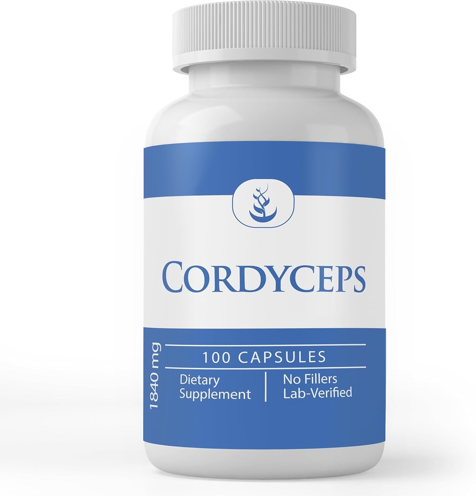 Ingredientes originales puros Cordyceps, (100 capsules) Siempre puro, sin aditivos ni artillerías, Lab Verified