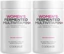 Codeage Women’s Daily Multivitamin, 25+ Vitamins & Minerals, Fermented, Organic whole Foods, Probiotics supplement - Vitamin A, B, C, D, E " K, Omega 3, Zinc – Vegan - 2 Pack