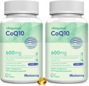 CoQ10 600mg Softgels | Suplemento de Ubiquinol de alta absorción CoQ10 | Forma reducida mellorada con vitamina E e Omega 3 6 9 | Enerxía antioxidante boa para a saúde | 120 Softgels