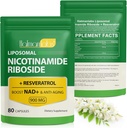 Supplément NAD, NAD liposomique + Supplément avec Nicotinamide Riboside Resvératrol Support Santé cellulaire, Stamine et Vieillissement en santé - 80 Capsules