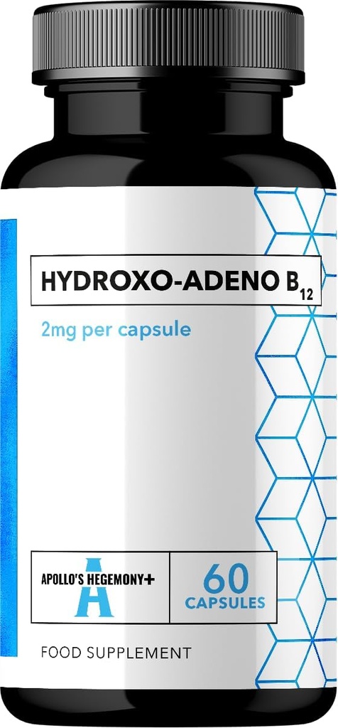 HEGEMONY Hydroxo-Adeno 2 mg - Capsules de vitamina B12-60 Vegan de alta absorción - subministración de 2 meses - soporta formación de células vermellas de sangue e niveis de enerxía vital