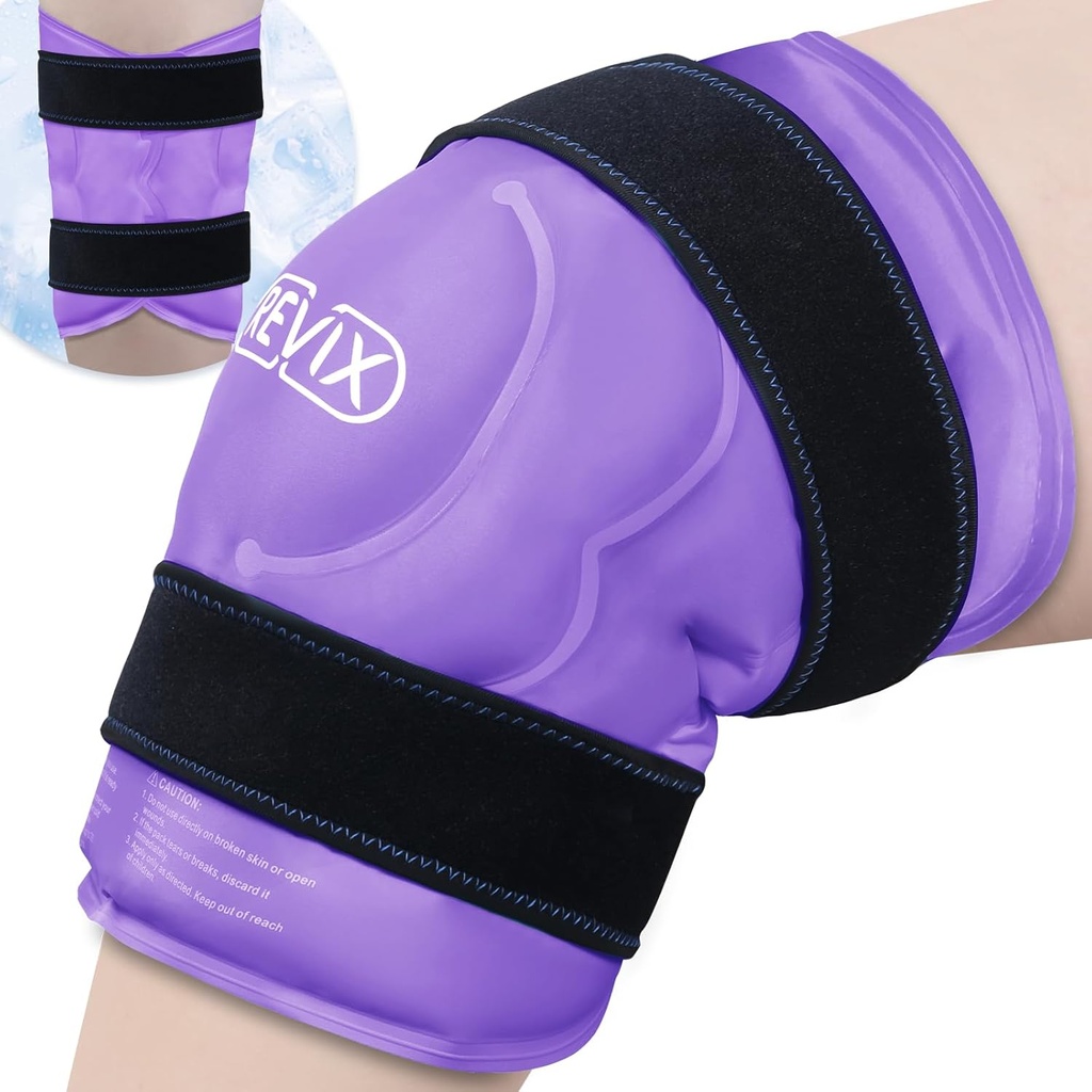 REVIX 20" XXXL Ice Pack for Knee Discomfort and Fatigue, Reusable Extra Large Cold Packs for Relaxation, Knee Replacement Surgery, Promoting Flexibility and Mobility with Cold Therapy, Purple