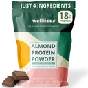 wellious Almond Protein Powder (Chocolate) - 18 Grams of Pure Healthiest Vegan Protein for Women & Men - Perfect Soy-Free & Smooth Gut Friendly Protein Powder for Sports Nutrition