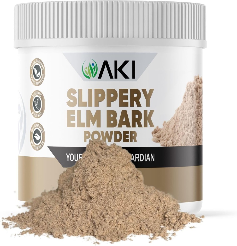 AKI Sweeer Elm Powder - Plant-Based Protin, Soo things Remedy for reportedive & Thợ rèn An ủi & Thợ rèn - Trung tâm ăn chay, Gluten- Free, Non-GO & Miễn phí từ các phụ tùng nhân tạo (4oz/1g)