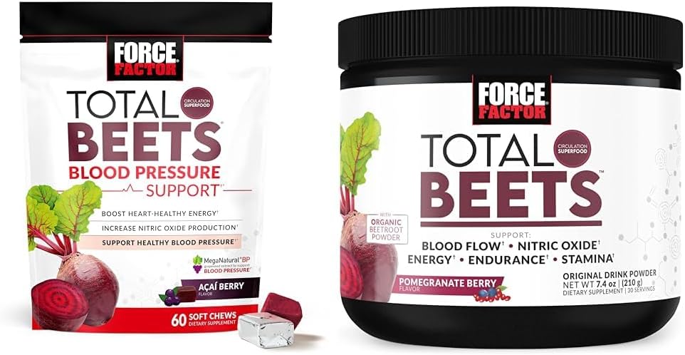 Factor de forza Total Beets Soporte Presión Sangue Suplemento con po de abeja e remolacha Total Beets Drink Mestura Superfood Powder con Nitratos para apoiar a circulación