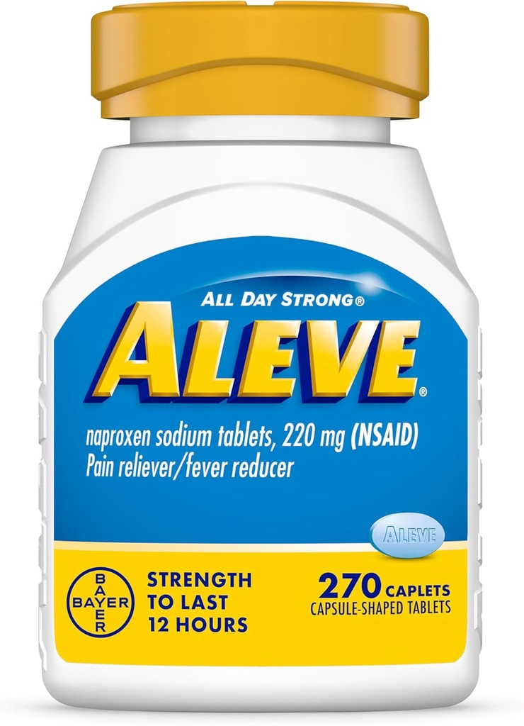 Aleve Pain Reliver & Fever Reducer Naproxen Natrium Caplets, Body Pain Relief, 270 Count