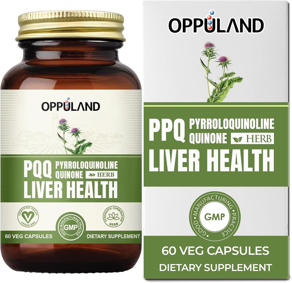 PQ + Herbs gan hỗ trợ gan-PQ-PQ-Prroloquinline Quione với sữa Thistle trích xuất cho gan-60 Veg Capsules