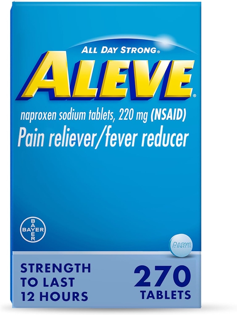 Aleve Pain Reliever & Fever Riduttore Tablets, Naproxen Sodium, Headache, Back and Body Pain Relief Medicine, 270 Count