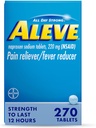 Aleve Pain Reliever & Fever Reducer Tablet, Naproxen Sodium, Headache, Back and Body Relief Medicine, 270 Count