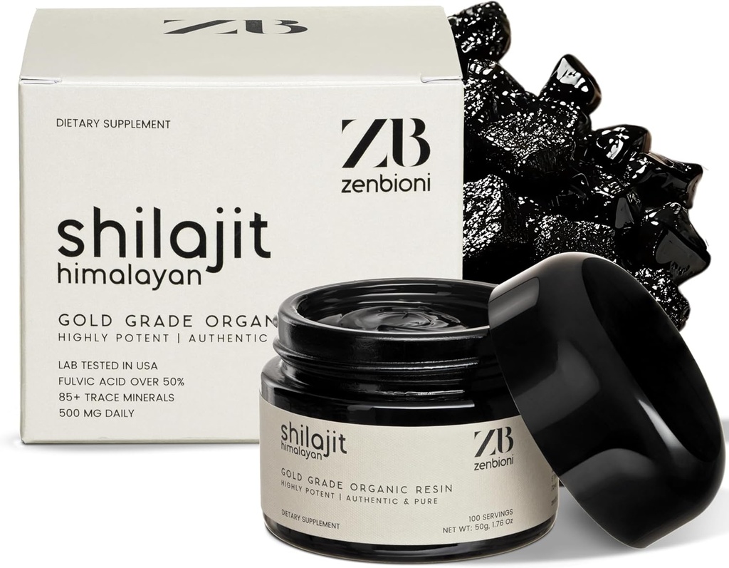 Pure Himalaya Shilajit Resin - 50g Biologische Shilajit voor mannen en vrouwen met fulvinezuur & 85+ Trace Minerals for Energy, Strength & Immunity - Lab Tested for Purity & Potency - 100 Servings