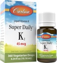 Carlson - Super Daily K2, 45 mg Liquid K, Bone Health, K2 vitamin, KAppy K-2 MK7, Unflavard, 360 Drops (10.16 mL)