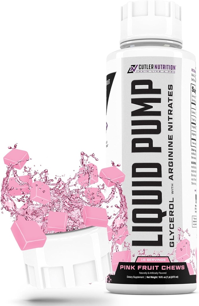 Pompa liquida - Glycerol e Arginina Nitrati per pompa ottimizzata pre-allenamento liquido Caffeina Free Non stim pre-allenamento per energia e prestazioni e nittico Oxide Booster | Pink Fruit Chews Flavor