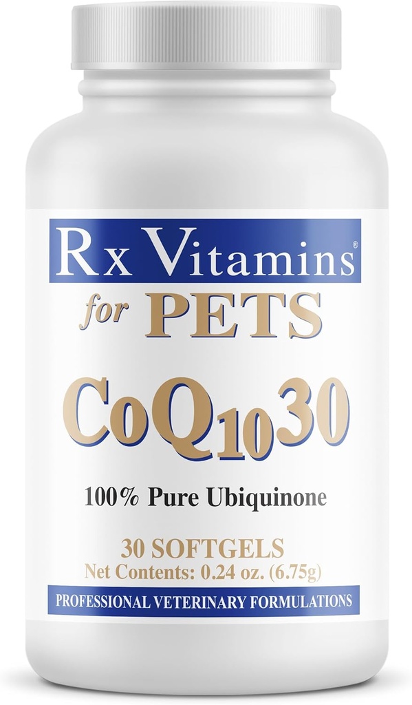 Rx Vitaminai augintiniai COQ10- 30 šunims ir katėms - Farmacijos laipsnis Ubiquinone - 30 Softgels