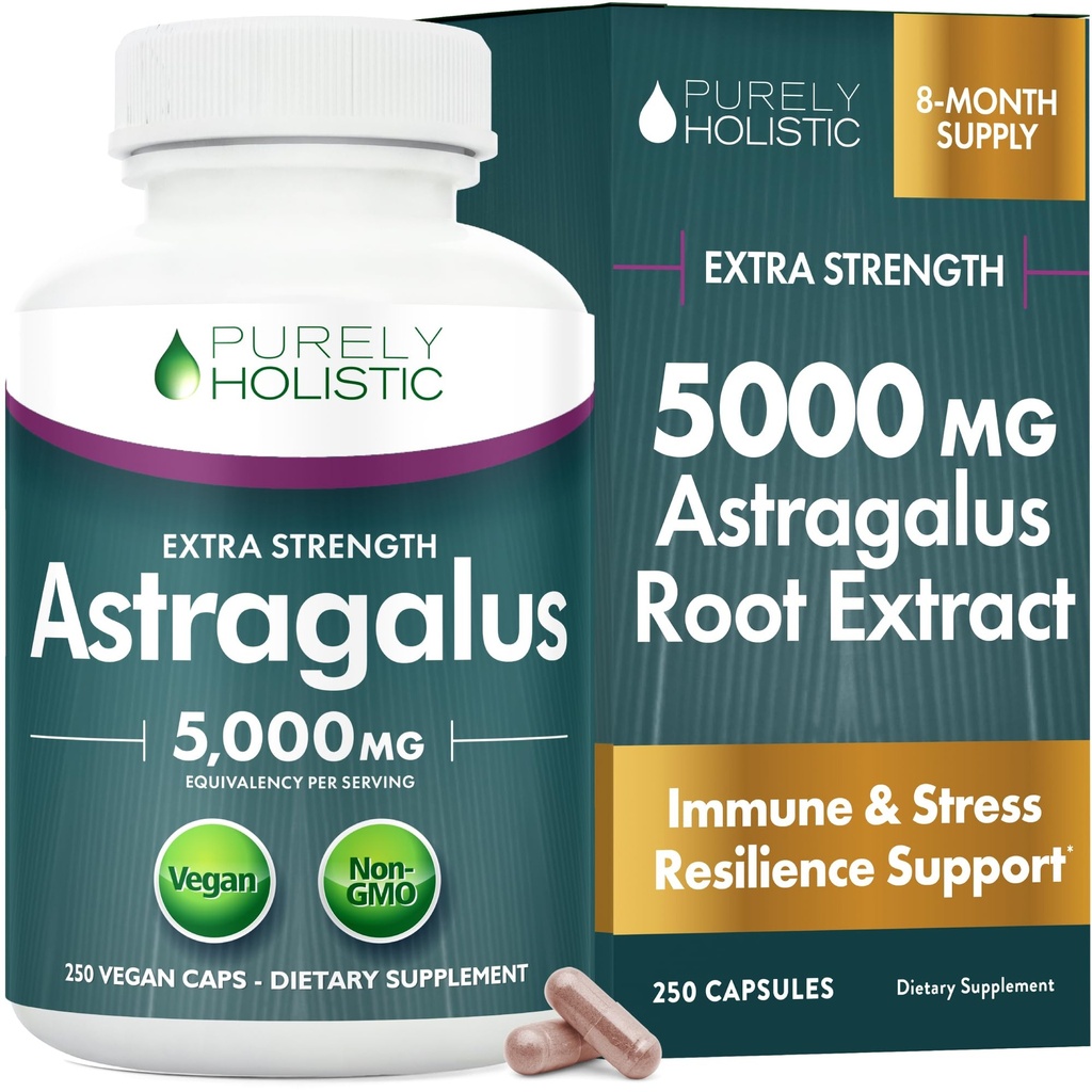 Astragalus Root | 8 Month Supply | Immune & Energy Support | 20:1 Astragalus Extract with 70% Polysaccharides | High-Concentration Adaptogen Support for Vitality | Vegan & Non-GMO | 250 Capsules