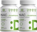 2 Pack Supplément NAC (N-acétyl Cysteine) 1 000 mg avec glutathion réduit, 480 Capsules