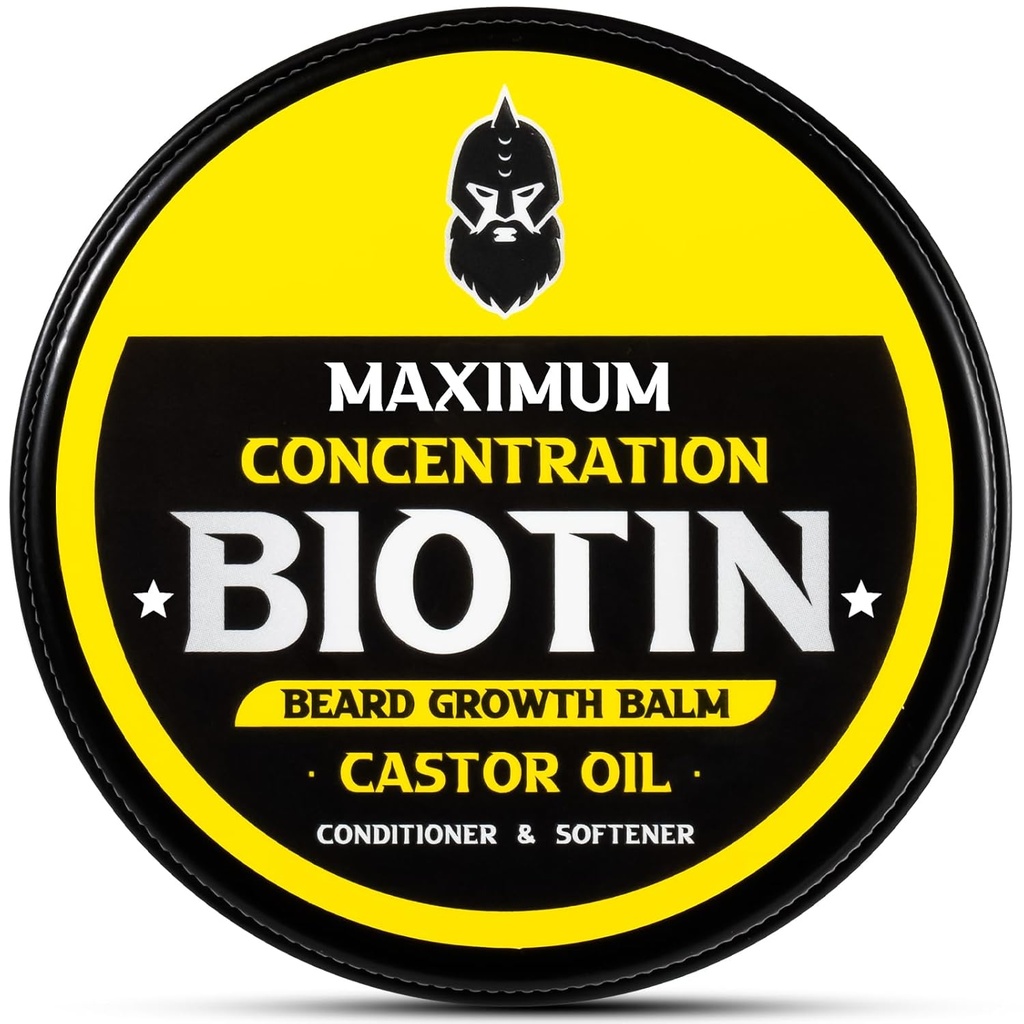 Beard Balm, Maximum Concentration BIOTIN, med Castor Oil och Argan & Jojoba Oils, främjar skäggtillväxt, stilar, stärker och mjuknar skägg & Mustaches, 2 Ounce, Sandalwood