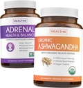 Adrenal & Ashwagandha (1-Month Supply) Calm & Energize Bundle - Adrenal Support with L-Tyrosine (120 kapsulak) & USDA Organic Ashwagandha 1350mg Ashwagandha Root Powder per Serve (60 kapsulak)
