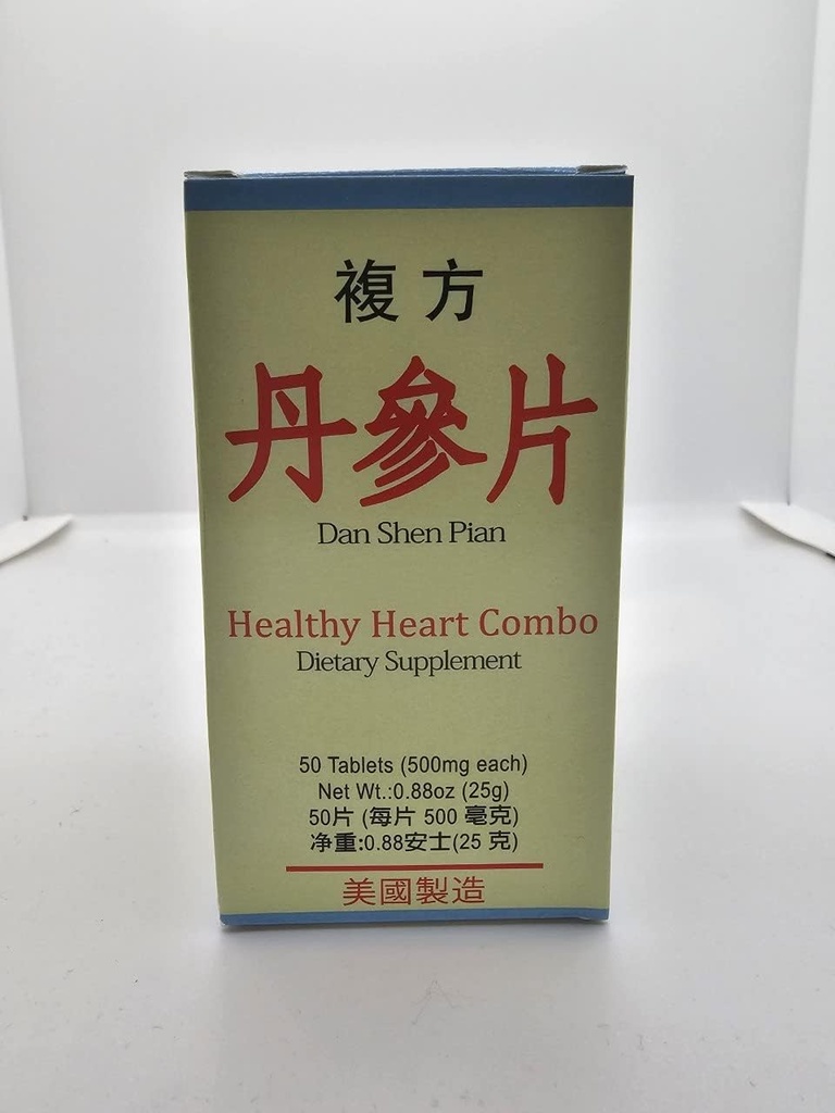 Fu Fang Dan Shen Pian Herbal Supplement Ajuda as funções cardiovasculares e sistema circulatório, remover a estase do sangue, o sofrimento do peito e Angina 50 comprimidos 500mg/cada feita nos EUA