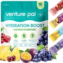 Venture Pal Sugar Free Electrolyte Powder Packets - Vedel igapäevane IV joogisegu kiireks hüdreerimiseks ja osapoolte taastamiseks | 5 vitamiini ja 7 elektrolüüti | Keto sõbralik | Mitte-GMO | sertifitseeritud vegan | 16 pulka