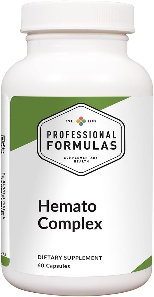 Professional Formulas Hemato Kompleksi - Liver & Spleen Glandulars, Iron, B Vitamins, Folate & Astragalus - Red Blood Cell Formation & Energy - 60 Kapsüls