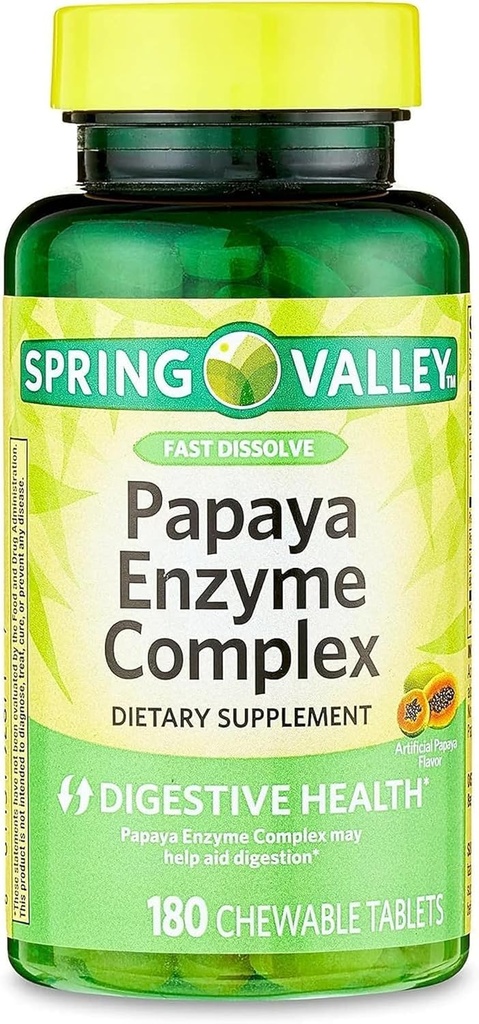 Papaya Enzyme Complex Chewable Tablets Dietinis papildymas, 180 Skaičius
