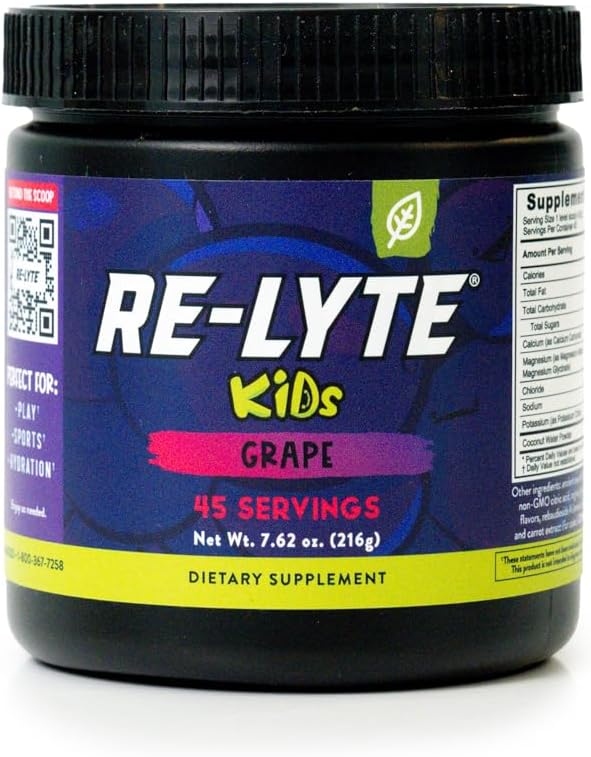 REDMOND Re-Lyte Kids Hydration 전해질 혼합 분말, 포도 7.62 온스