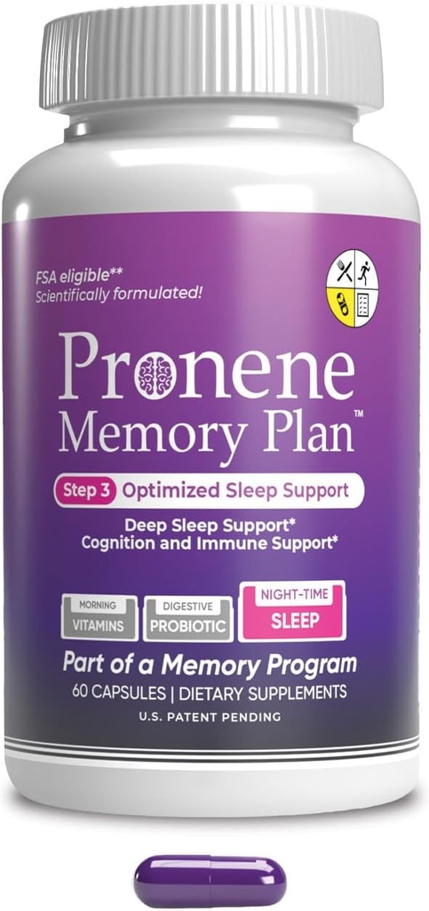 Prone Memory Plan Optimized sleep Support ) Dietary supplement w/Melatonin, Resveratrol, Magnesium ' Zinc ) Supports Immunity " Inflammation Control ) Promotes Deep sleep ' Healthy Memory (60caps)