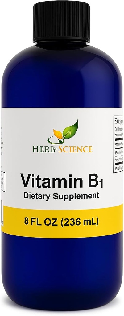 Sıvı B1 Drops - Daily Thiamine Supplement to Support Digestion, Nervous System, Heart Health, Stress Relief, Natural Energy ATM - 500% DV, 288 Şişe başına hizmet - 8 fl. oz