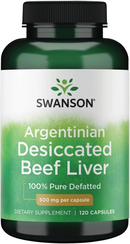Swanson 100% Pure Defatted Beef Liver 500 Milligrams 120 kapsulak