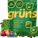 Gruns Helduak Super Greens Multivitamin Gummies, Superfood Bitamina Gummy Bears Spirulina, Chlorella, Zuntz aurrebiotikoa Digestio Osasunerako, Egokigenoen Gehigarria, 20 bitamina eta mineral, 28 konde