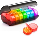 Yaklim Pill, günde 2 Times, Haftalık Pill Box AM PM, Black Privacy Protection Daily Medicine Pill Organizer with Large BPA Free Pill Case for Holding Vitamins, Fish Oils, Supplements (Rainbow)