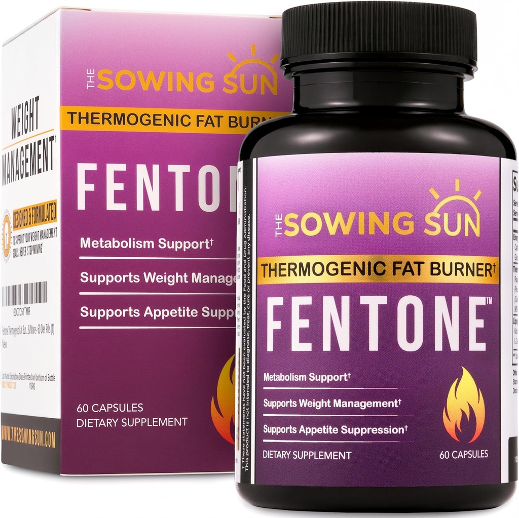Fentone Thermogenic Fat Burner Energy Booster, Appetite Suppressionant, Clinically Studied Weight Loss, Fat Burning, Phenylethylamine HCl, L- Carnitine, Ketones - 60 Diet Pills (1)