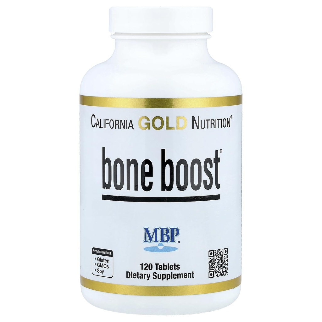 California Gold Nutrition Bone Boost Supplement, Support for Bone Health, Nutrient Blend with Calcium and Vitamin D, Vegetarian Friendly, Gluten Free, Non-GMO, 120 Tablets