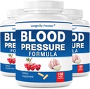 [3-Bottle X 150 Caps] Longevity Blood Pressure Formula -Wetenschappelijk geformuleerd met Hawthorn & 12+ Kwaliteit Natuurlijke kruiden