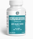 ASHWAGANDHA 1300 mg of Organic Root with Black Pepper. Natural Stress and Mood Support Supplement 120 Capsules