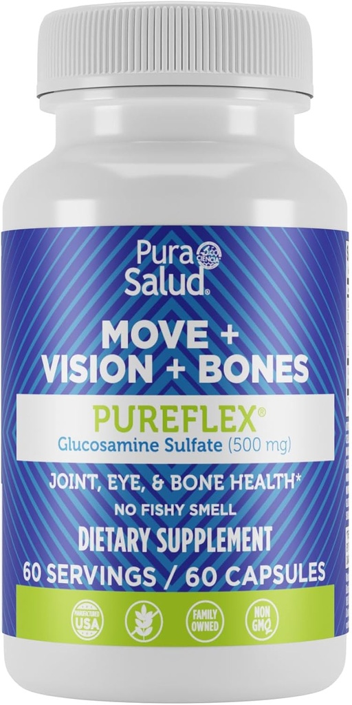 Basic Merken Pura Salud Pureflex Glucosamine Sulfate 500mg, 60 Tellen (pakket van 1)