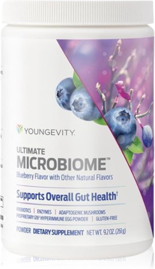 Youngevity Ultimate Microbiome – Prebiotikas, probiotikas un postbiotikas Gut Veselības Papildinājums – i26® Hiperimūna Olu pulveris, probiotikas Blend, DigeZymeTM Enzīmu komplekss – Atbalsta Digestion & Imūnās veselības