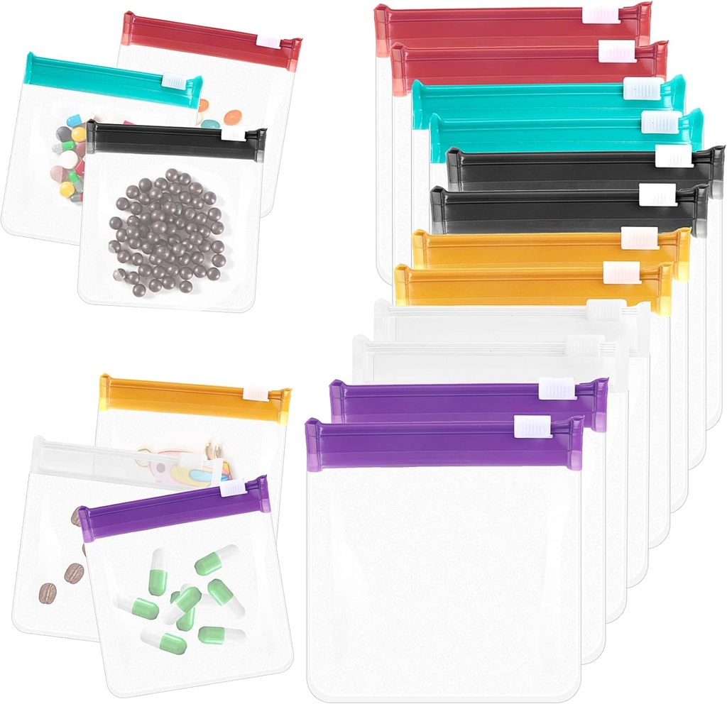 Zippered Pill Pouch Korduvkasutatavad Pill Pouch kotid Hoidmiskotid Slide Lock Pill Kotid Väike kaasaskantav Pill Kott Reisi plastist Pill Kott Slaid Lukk Pillid Väikesed esemed (12 tükki)