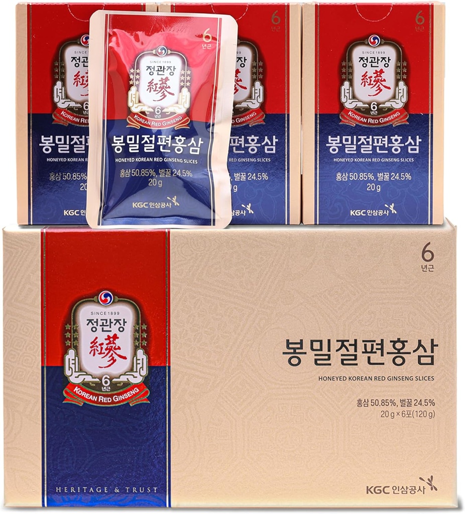 Honeyed Korea Red Ginseng viilud, suurendada looduslikku energiat, jõudlust ja immuunsust - 6 Pack