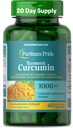Puritaanin Pride Turmeric Curcumin 1000mg, Standarized 95% Cucuminoids, kasviperäisten ravintolisä antioksidanttien terveyttä, 60 Radpid Release Kapselit