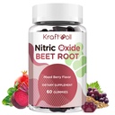 Beet Root Gummies 6000mg – Nitric Oxide Booster with Grape Seed, Pomegranate, Vitamins C & B12 – Nitric Oxide Supplements for Men – Mixed Berry Flavor – 60 Gummies