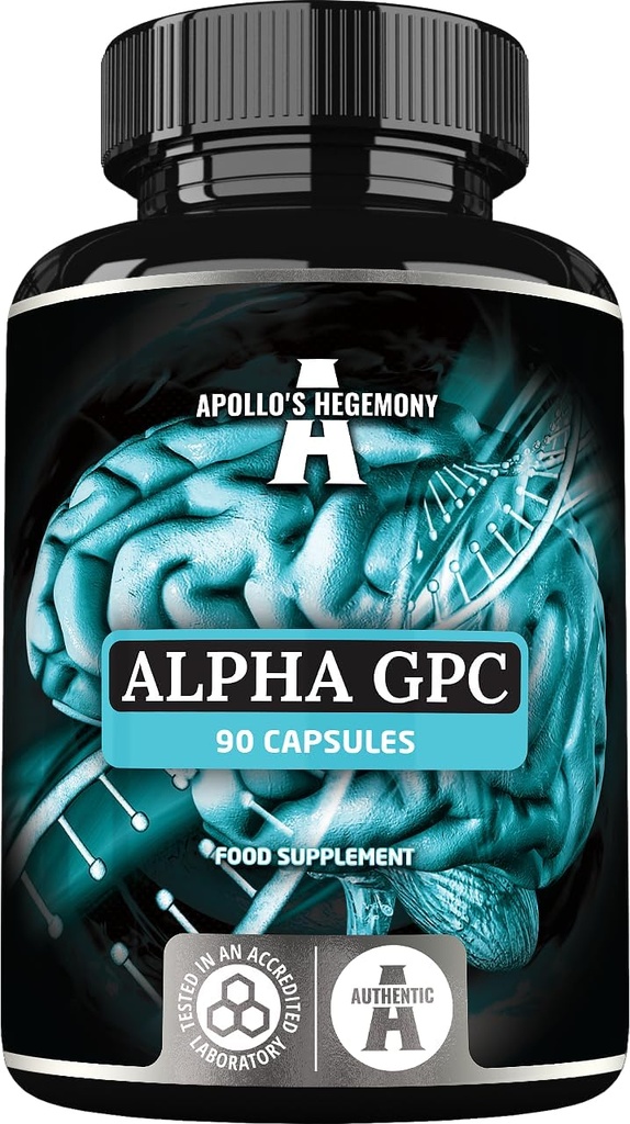 APOLLO'S HEGEMONY Alpha-GPC 600 mg vienā dienas devā - 90 Vegan Holīna kapsulas - 99% Holīna alfoscerāts Diētiskā papildinājums - Lipīdu holīna - Atmiņas un koncentrēšanās kapsulas