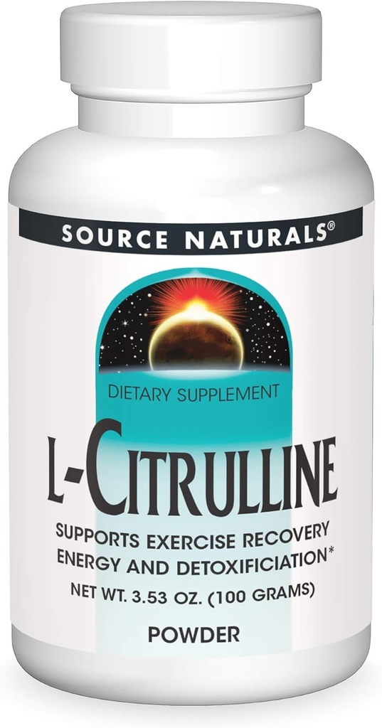 Source Naturals L-Citrulline Powder, 운동 회복, 에너지 및 해독 지원 - 100g
