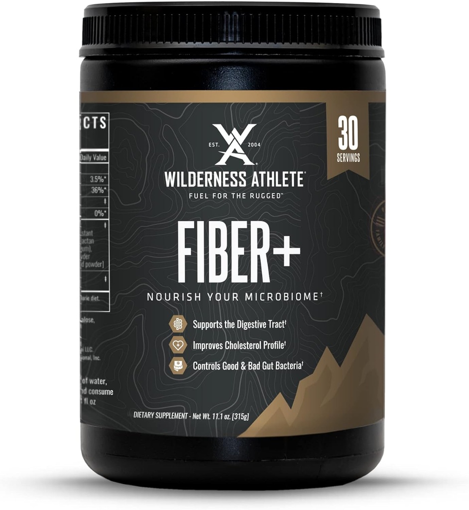 Wilderness Athlete Fiber+ | Soluble & Insoluble Fiber Supplement for Women & Men - Prebiotic Fiber Powder for Digestive Support - Daily Drink Mix - Dietary Powder Unflavored