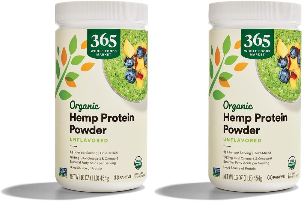 365 by Whole Foods Market, Protein Powder Hemp Organic, 16 Ounce (Pack of 2)