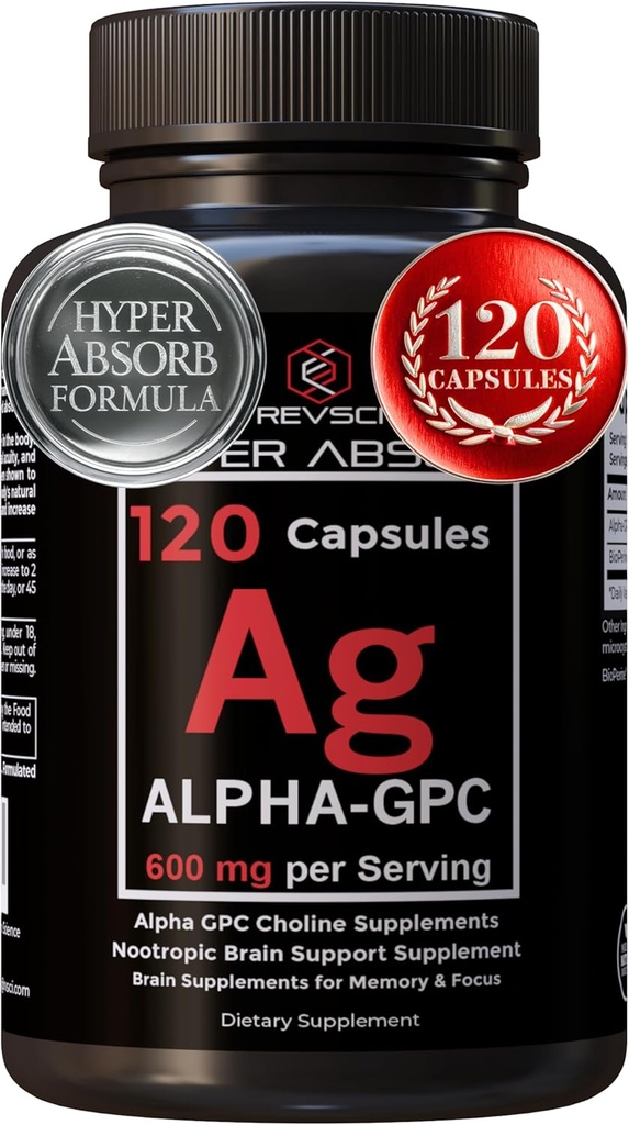 Alpha GPC Addition & BioPerine for Hyper Абсорбция - 120 Count, Alpha-GPC 600mg per Serving - Nootropics for Memory, Focus, Energy, & Drive - Choline Добавки към Boost Ацетилхолин, Made in USA